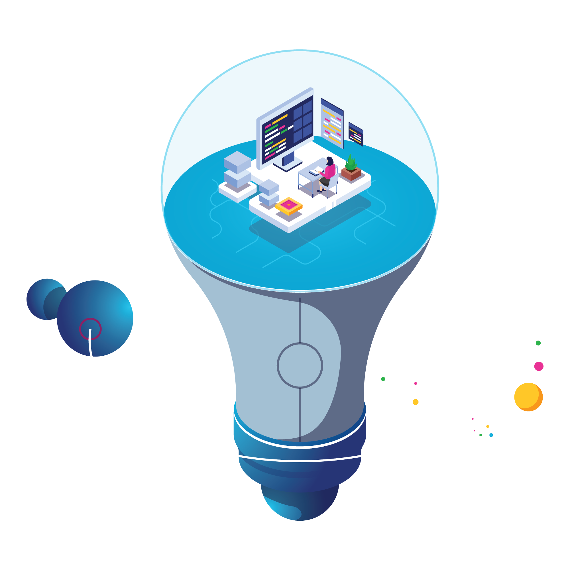 A floating Space dome in the backdrop of space