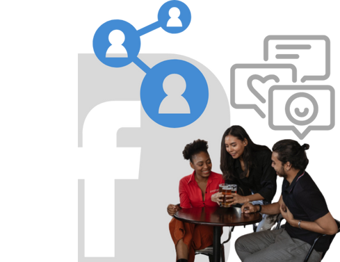 The picture is of people socializing for social media marketing