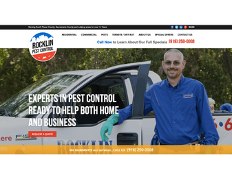 The picture depicts Rocklin Pest Control's website