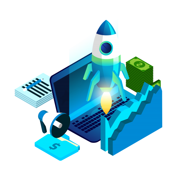 The diagram is a picture of a person with money and plans starting their business using the business start-up packages in Explore services