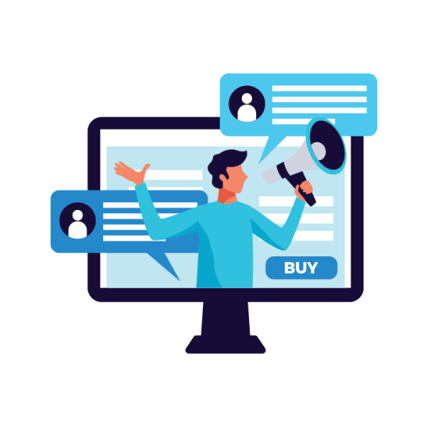 picture of a main responding and sending written texts for content marketing