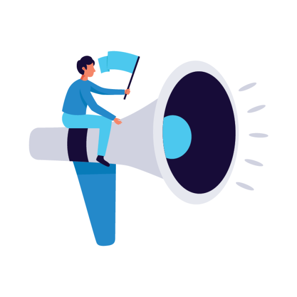 symbol of a man on a megaphone to denote announcing paid ads