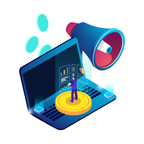 THe picture shows a person looking over all paid media advertising as part of the evolve services.