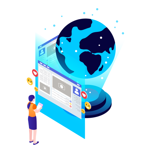 THe pictures showcases a person looking looking after the social media marketing on the website as part of the evolve services.