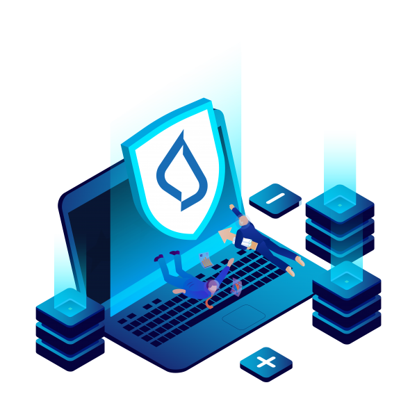 The picture is of two individuals working on the security of the websiite in explore services with website maintenance